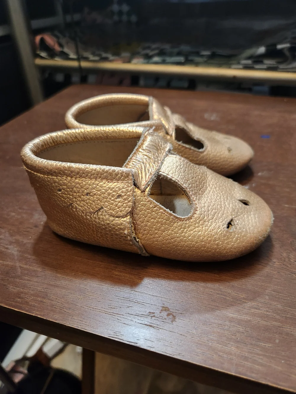 Monkey Feet Metallic Gold Mary Jane Baby Shoes